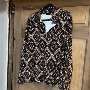 Stylish Black and Brown Patterned Blouse